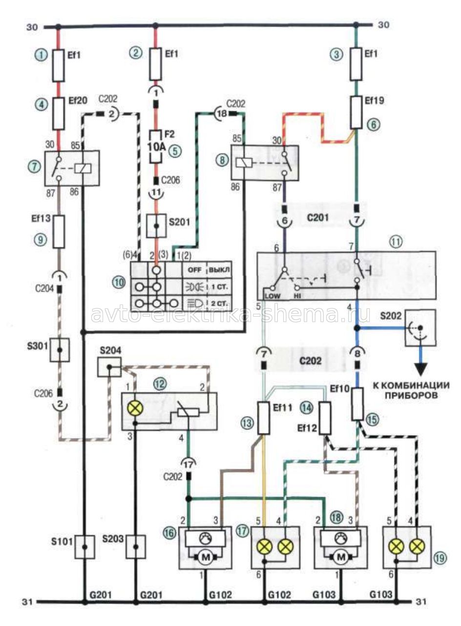 Схема подключения корректоров фар на Ланос